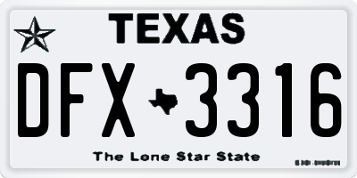 TX license plate DFX3316