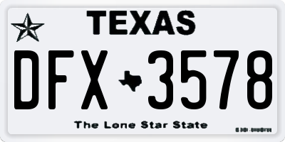 TX license plate DFX3578