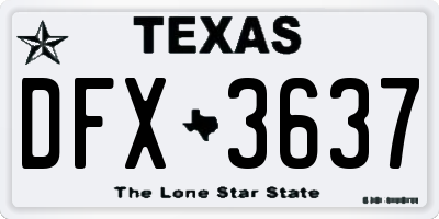 TX license plate DFX3637