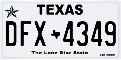 TX license plate DFX4349