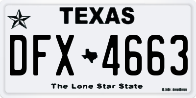 TX license plate DFX4663
