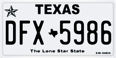 TX license plate DFX5986