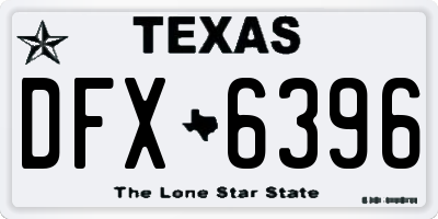 TX license plate DFX6396