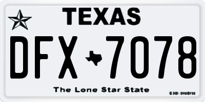 TX license plate DFX7078