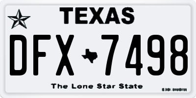 TX license plate DFX7498
