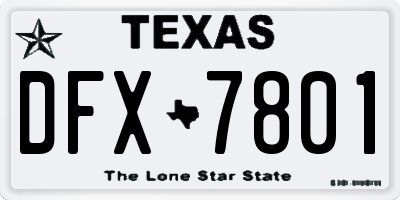 TX license plate DFX7801