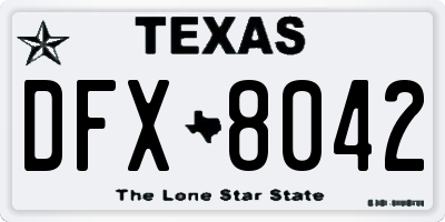 TX license plate DFX8042