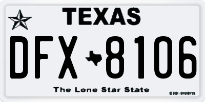TX license plate DFX8106