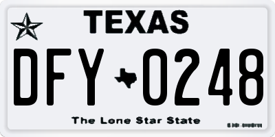 TX license plate DFY0248