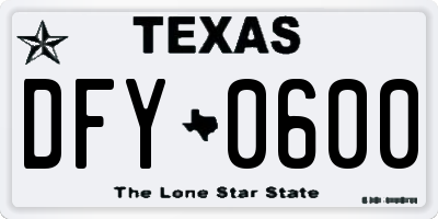 TX license plate DFY0600