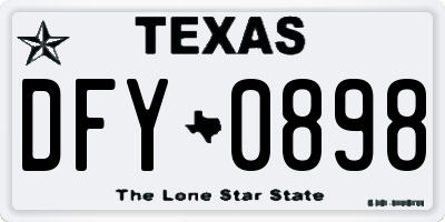 TX license plate DFY0898