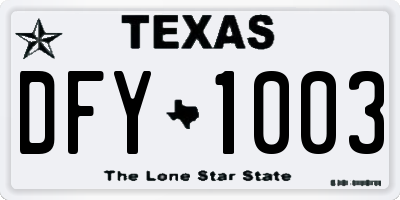 TX license plate DFY1003