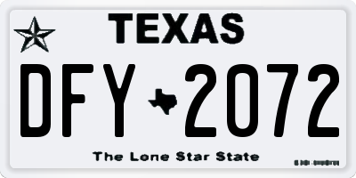 TX license plate DFY2072