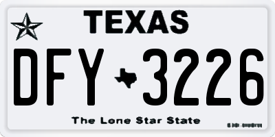TX license plate DFY3226