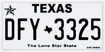 TX license plate DFY3325