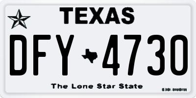 TX license plate DFY4730