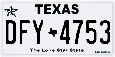 TX license plate DFY4753