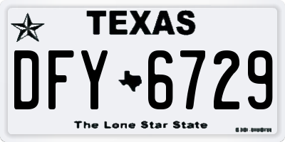 TX license plate DFY6729
