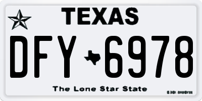 TX license plate DFY6978