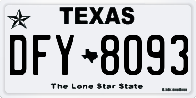 TX license plate DFY8093