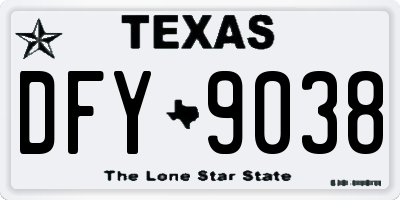 TX license plate DFY9038