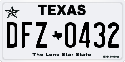 TX license plate DFZ0432