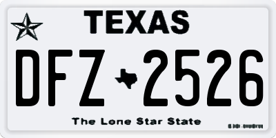 TX license plate DFZ2526