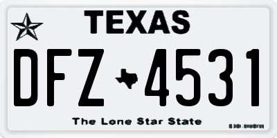 TX license plate DFZ4531