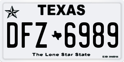 TX license plate DFZ6989