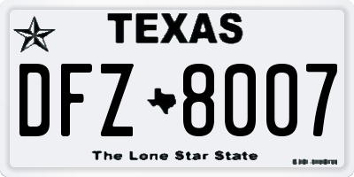 TX license plate DFZ8007