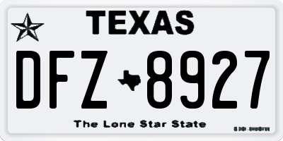 TX license plate DFZ8927