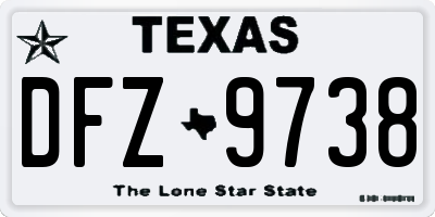 TX license plate DFZ9738
