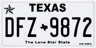 TX license plate DFZ9872