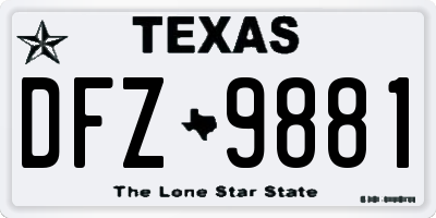 TX license plate DFZ9881