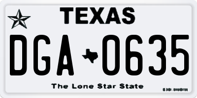 TX license plate DGA0635