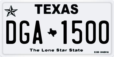 TX license plate DGA1500