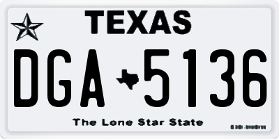 TX license plate DGA5136