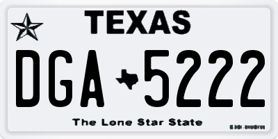 TX license plate DGA5222