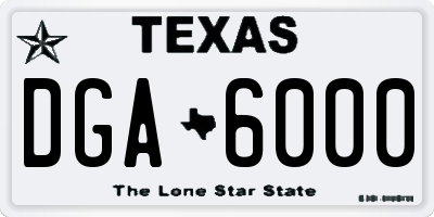 TX license plate DGA6000
