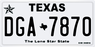 TX license plate DGA7870