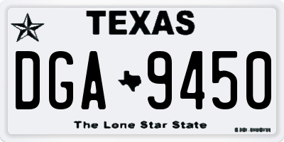 TX license plate DGA9450