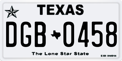 TX license plate DGB0458