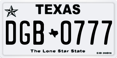 TX license plate DGB0777
