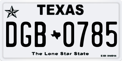 TX license plate DGB0785