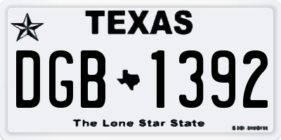 TX license plate DGB1392