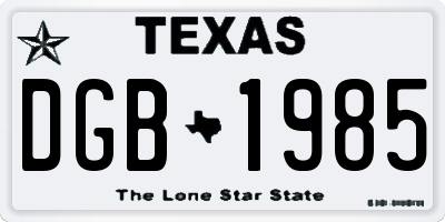 TX license plate DGB1985