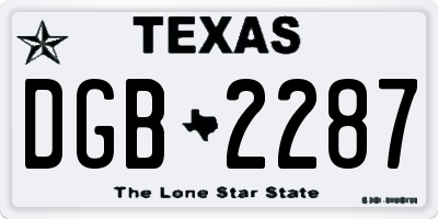 TX license plate DGB2287