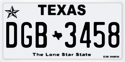 TX license plate DGB3458