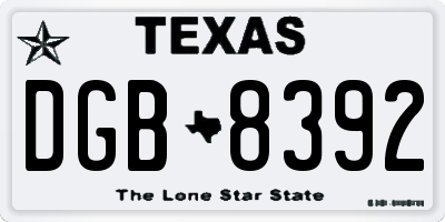 TX license plate DGB8392