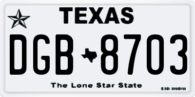 TX license plate DGB8703